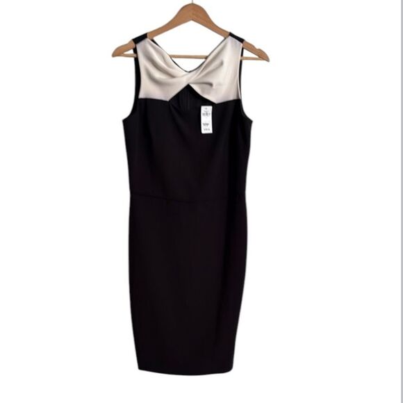 Banana Republic NWT Black White Bow Sheath Dress 6‎ Sleeveless Cocktail Work - Picture 1 of 6